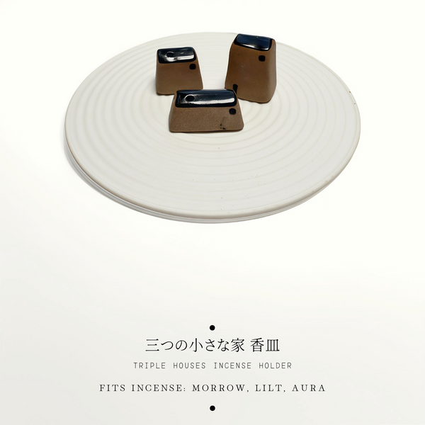 Triple Houses Incense Holder — with Catch Plate 🏠🏠🏠