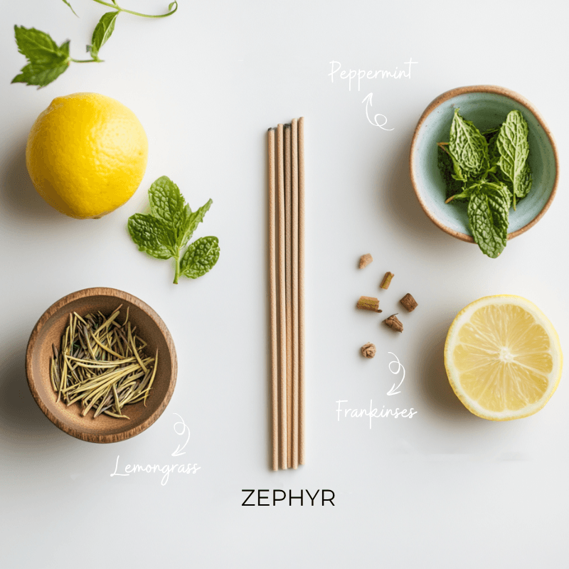 Zephyr – Lemongrass, Peppermint & Frankincense🍋🪔 - incenselab.au